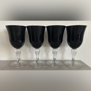 Libbey Martello Black Amethyst Glass Goblet - Set of 4